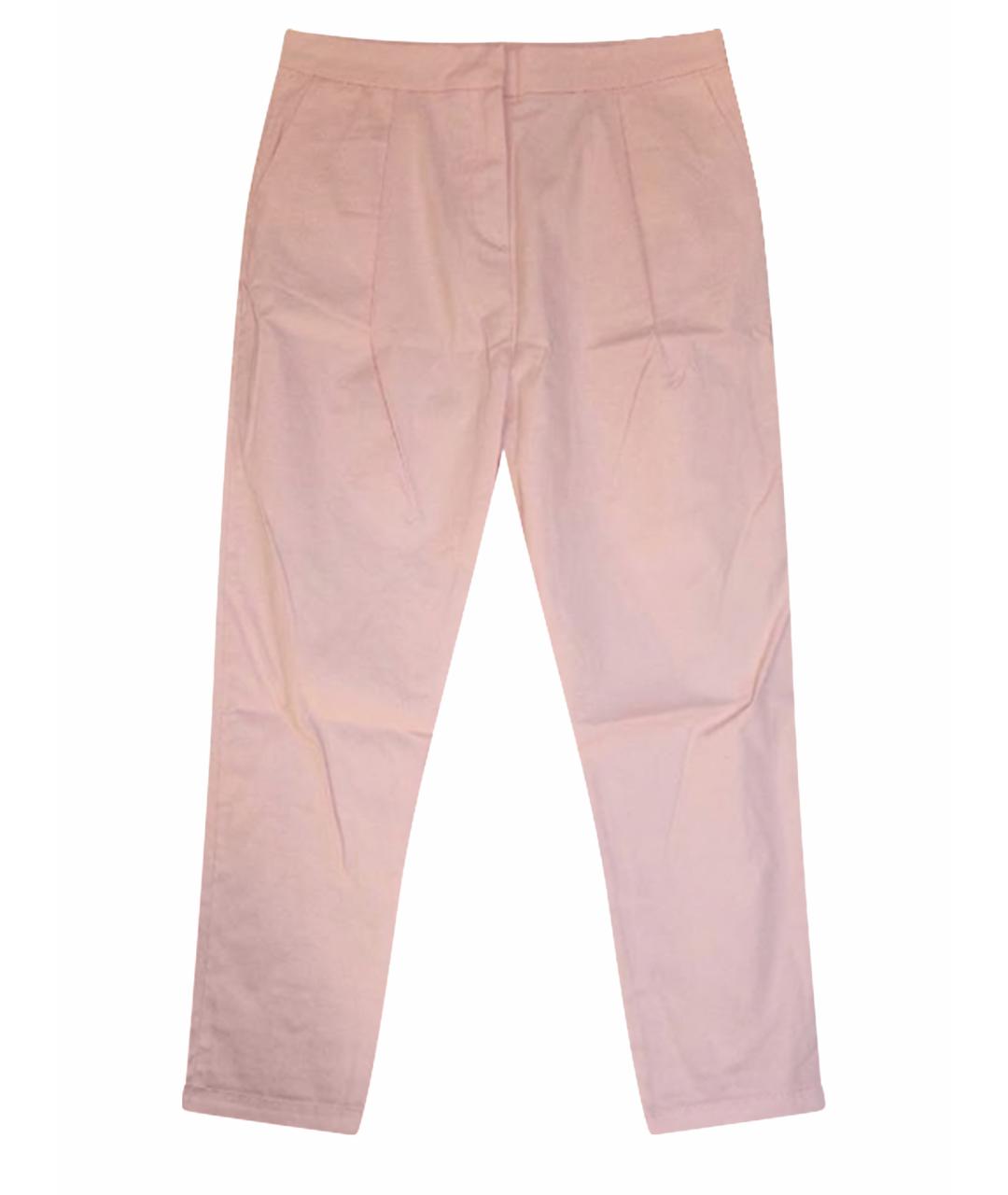 LOVE MOSCHINO Розовые хлопко-эластановые прямые брюки, фото 1