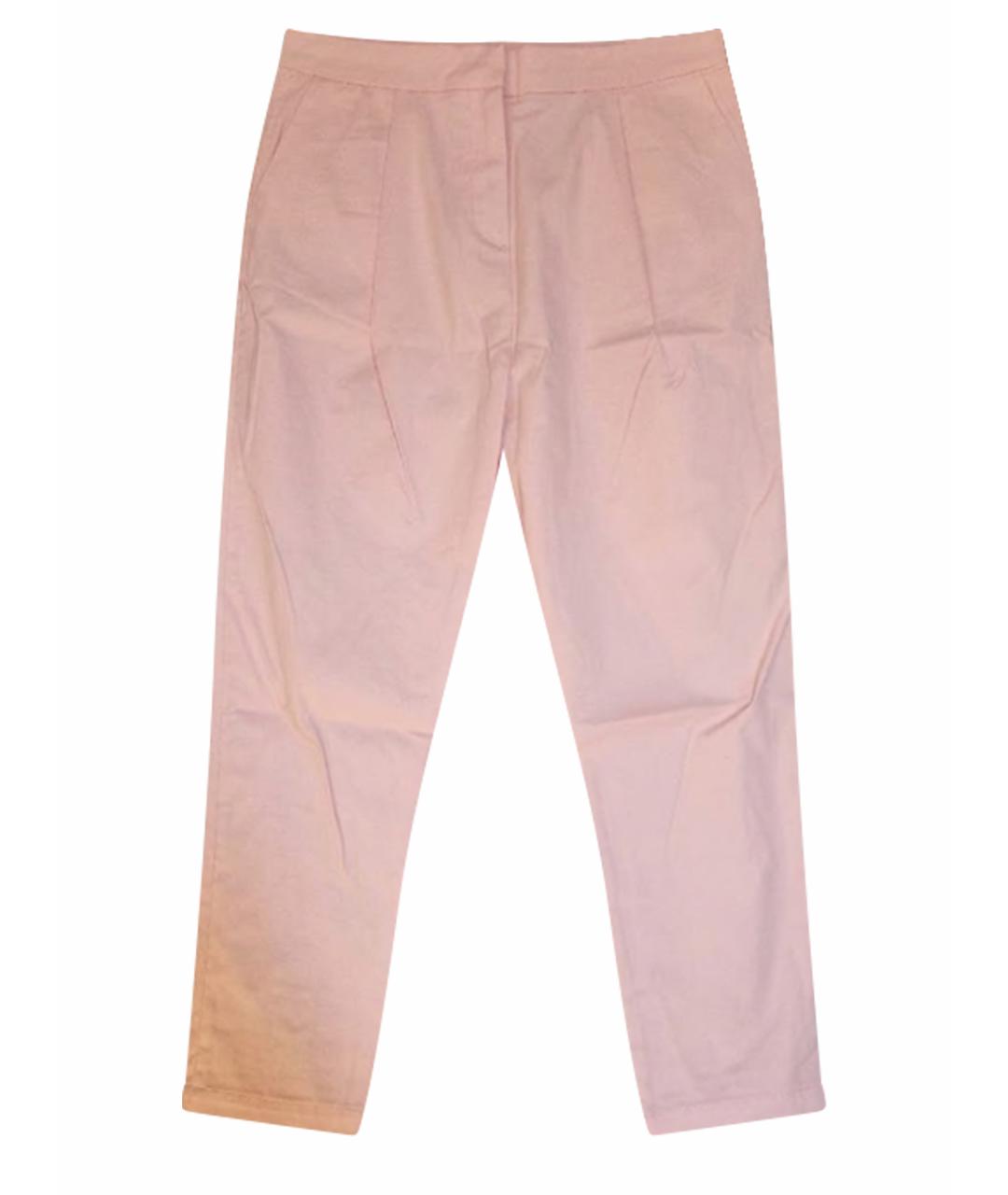 LOVE MOSCHINO Розовые хлопко-эластановые прямые брюки, фото 8