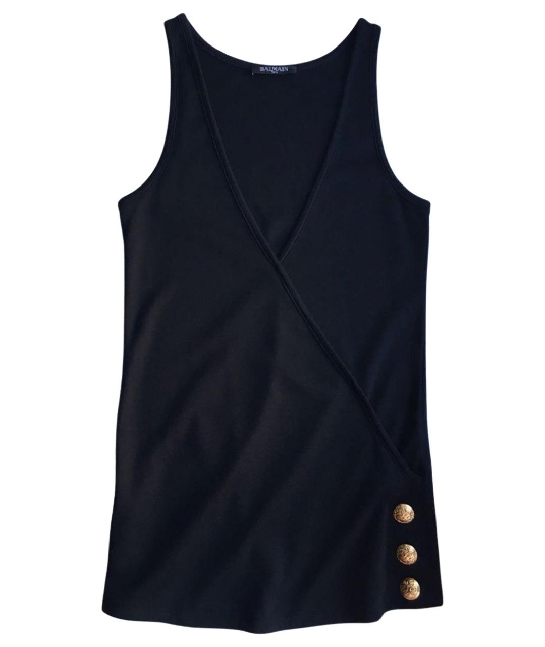 BALMAIN Черная хлопковая майка, фото 1