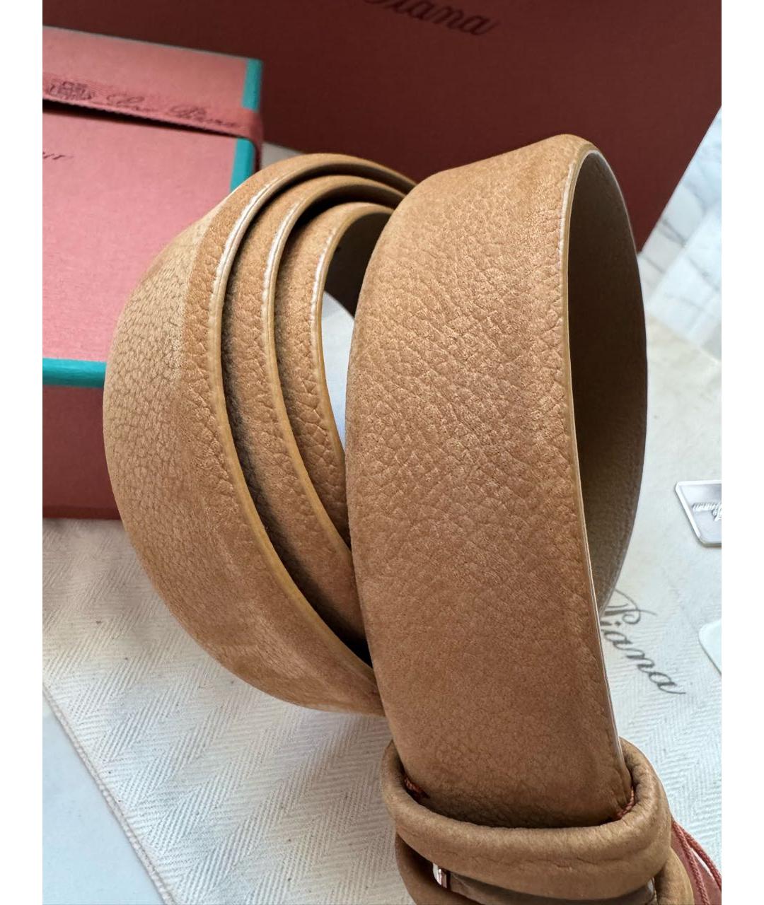 LORO PIANA Коричневый кожаный ремень, фото 6