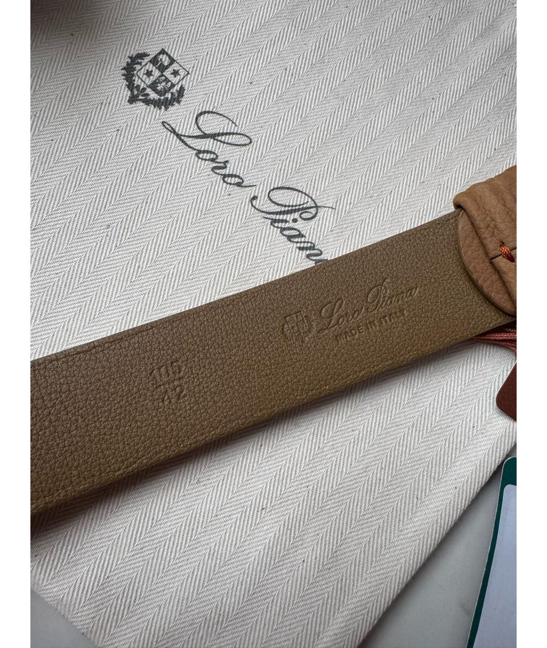 LORO PIANA Коричневый кожаный ремень, фото 8