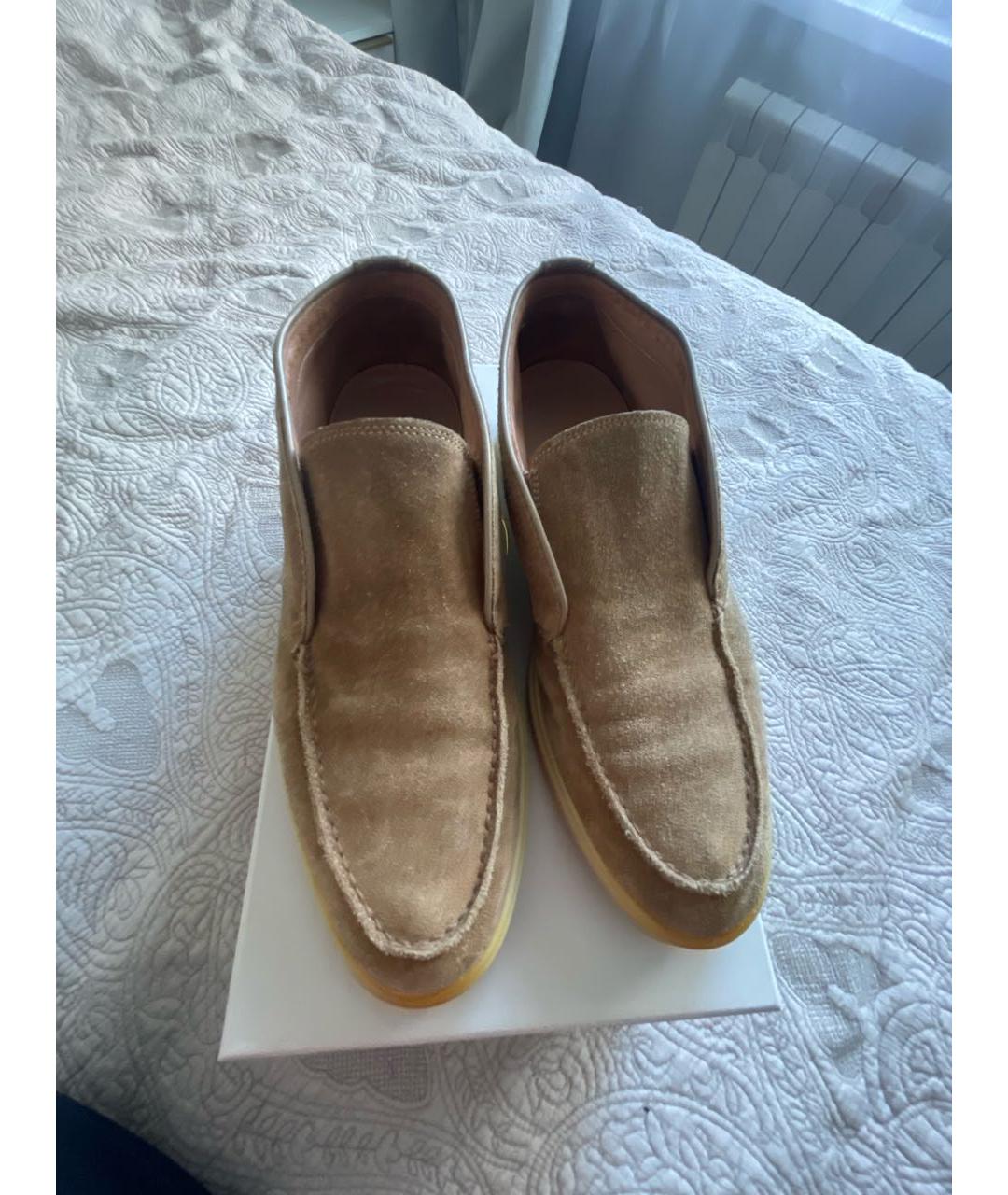 SANTONI Бежевые замшевые лоферы, фото 2