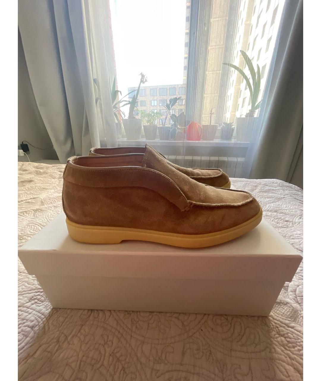 SANTONI Бежевые замшевые лоферы, фото 6