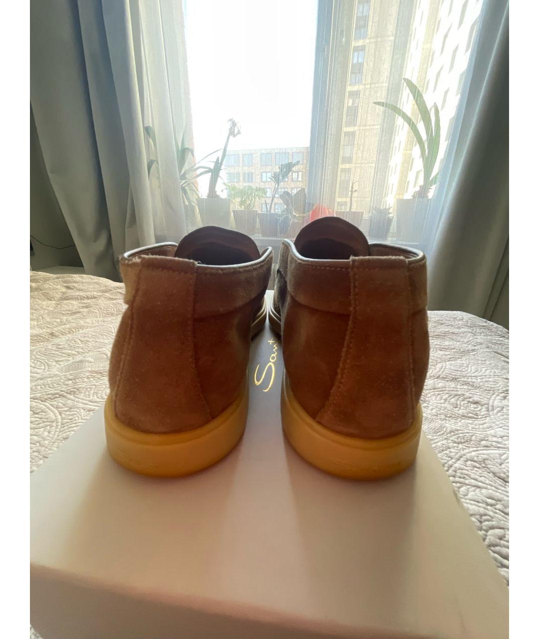 SANTONI Бежевые замшевые лоферы, фото 4