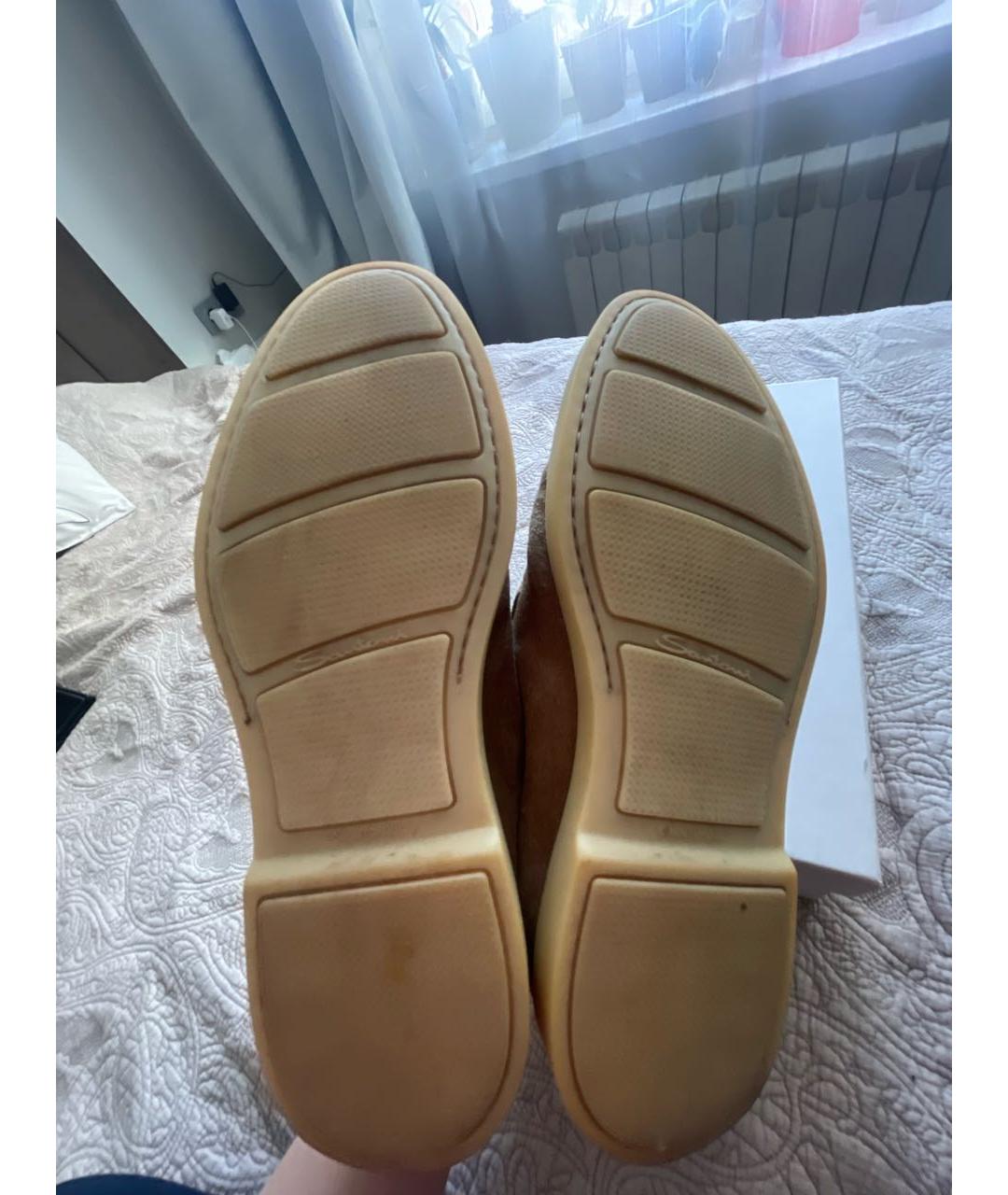 SANTONI Бежевые замшевые лоферы, фото 5