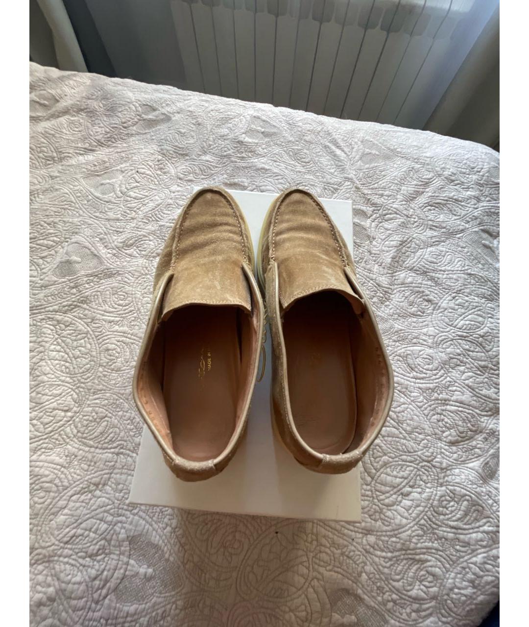 SANTONI Бежевые замшевые лоферы, фото 3