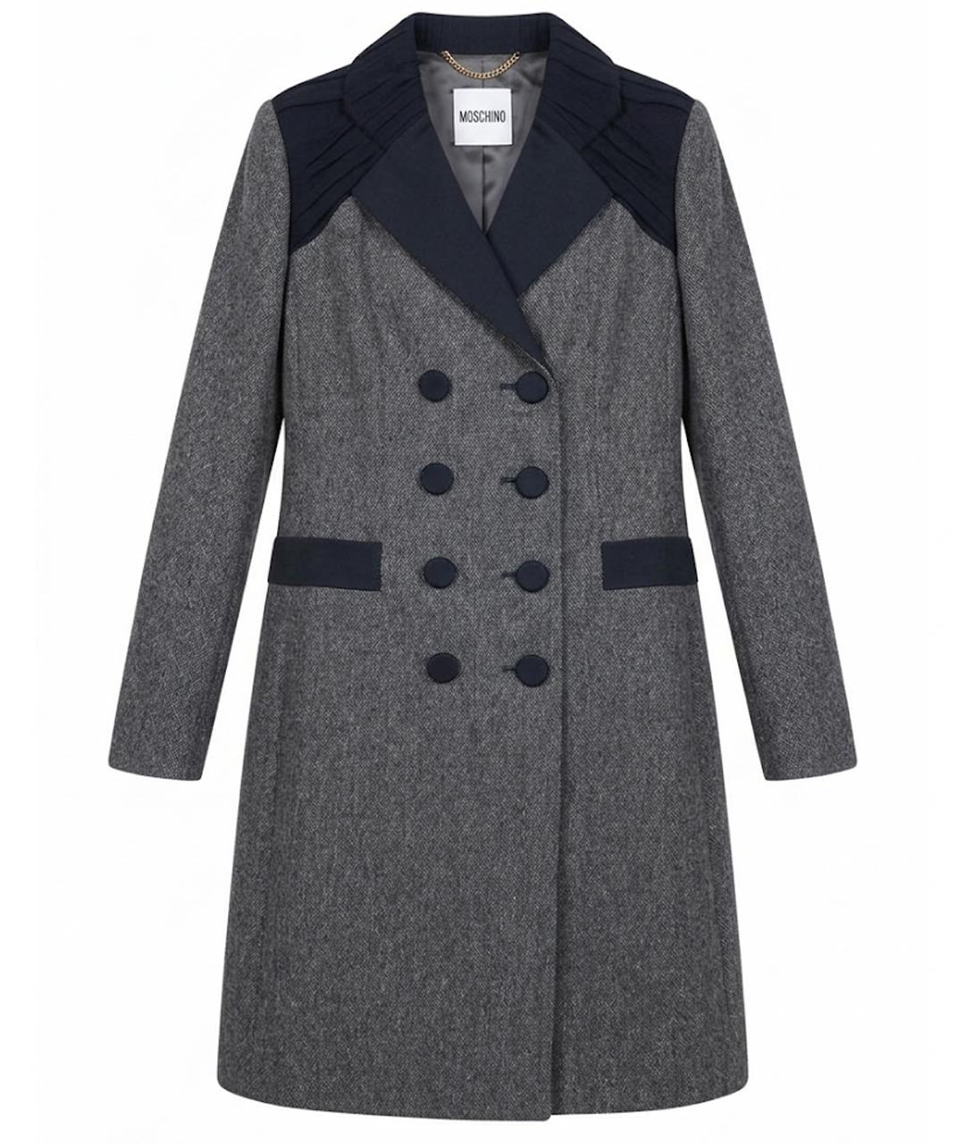 MOSCHINO Серое шерстяное пальто, фото 1
