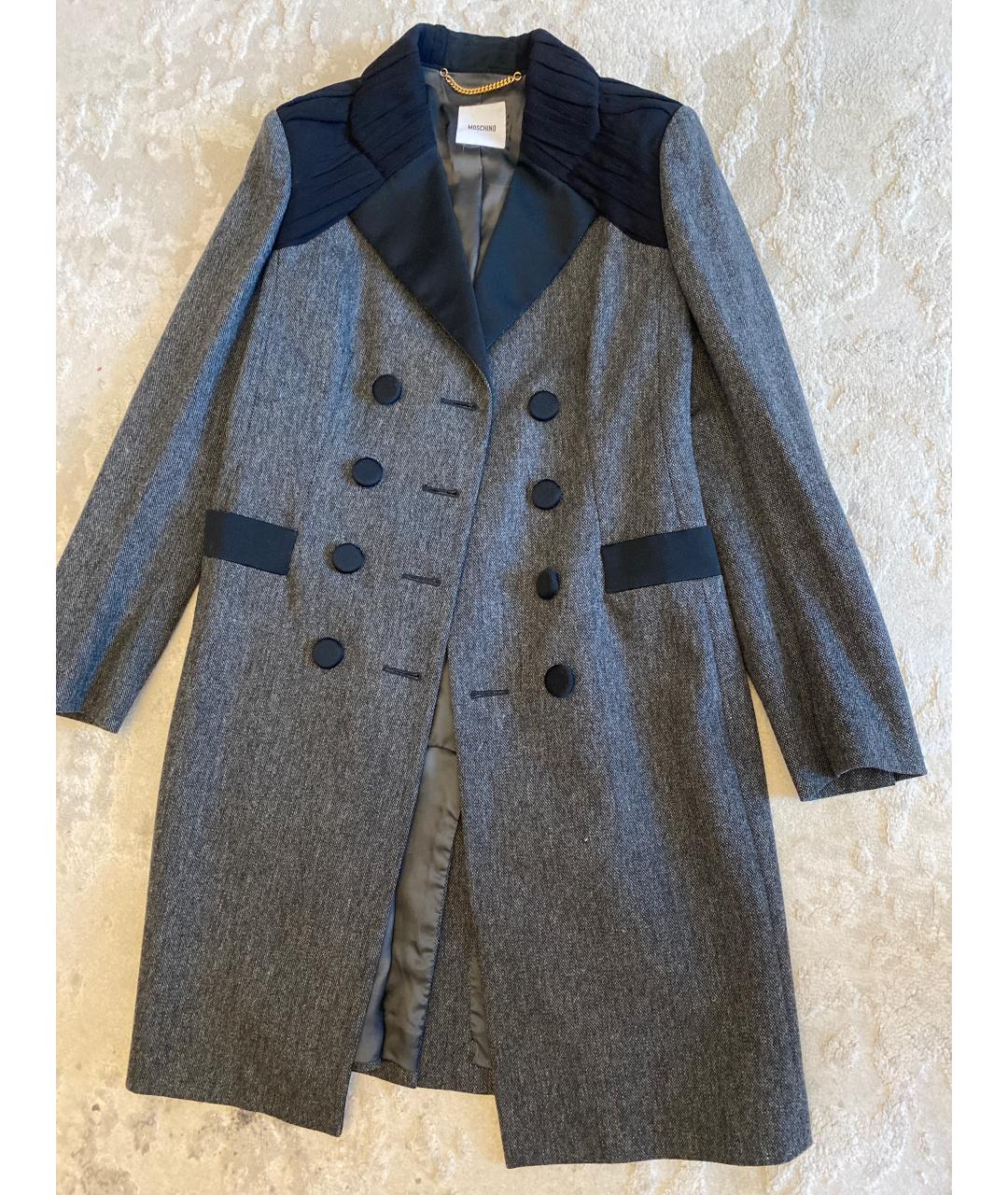 MOSCHINO Серое шерстяное пальто, фото 3