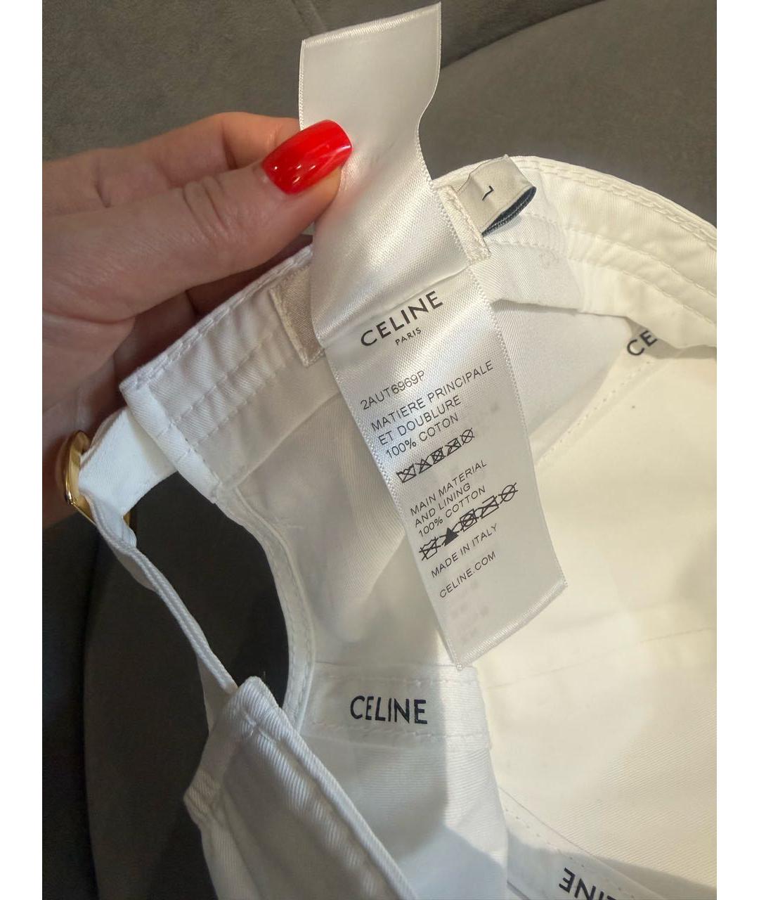 CELINE Белая хлопковая кепка, фото 6