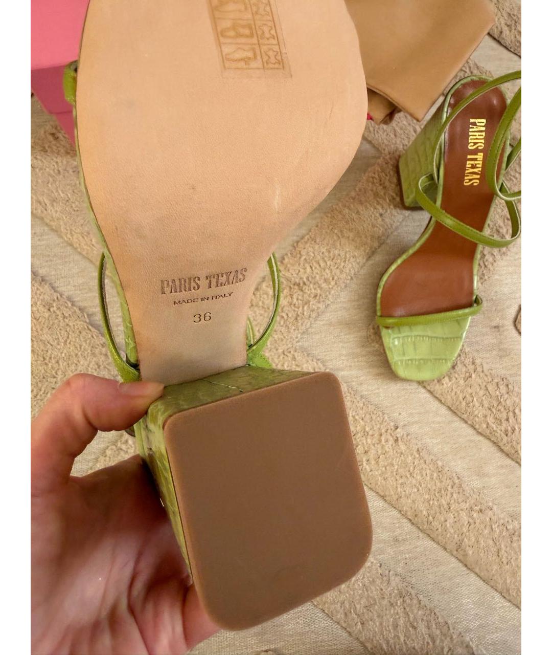 PARIS TEXAS Зеленые кожаные босоножки, фото 3