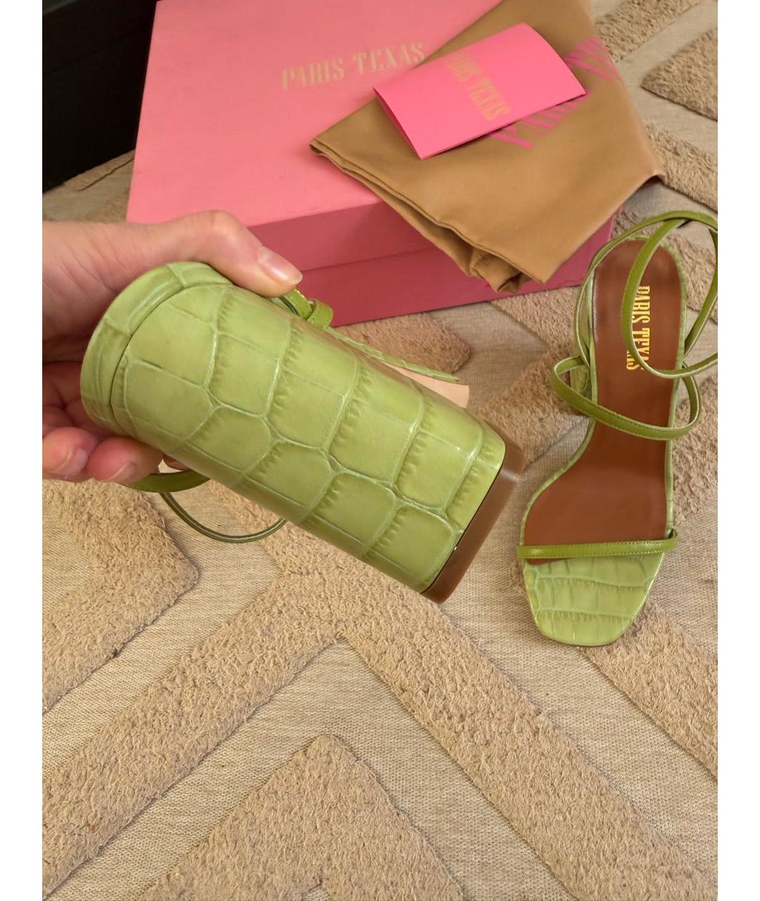 PARIS TEXAS Зеленые кожаные босоножки, фото 5