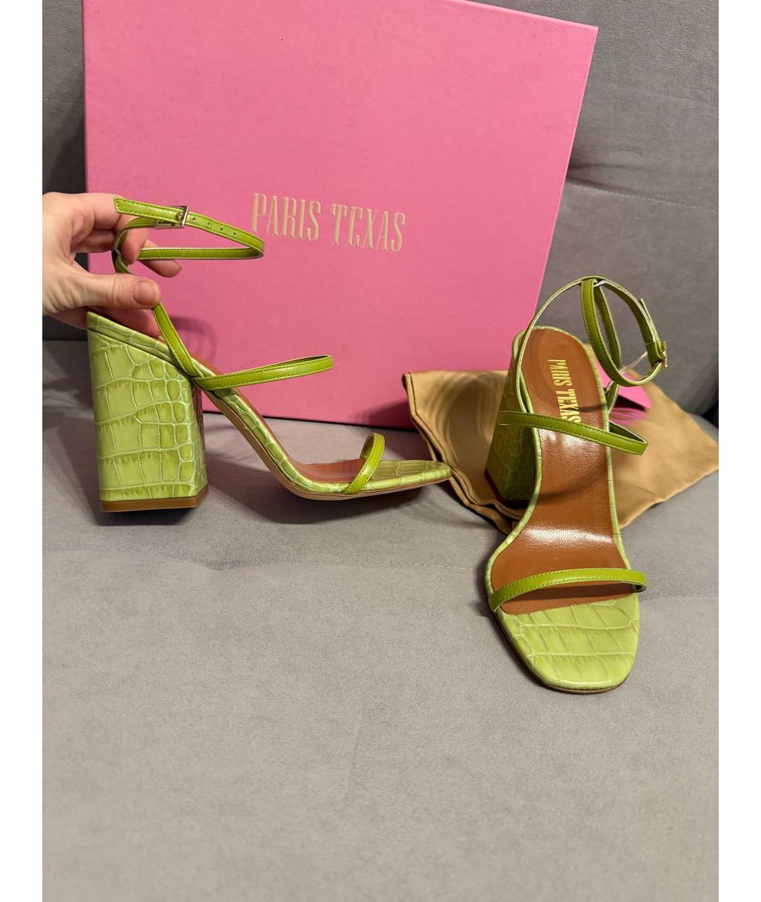 PARIS TEXAS Зеленые кожаные босоножки, фото 2