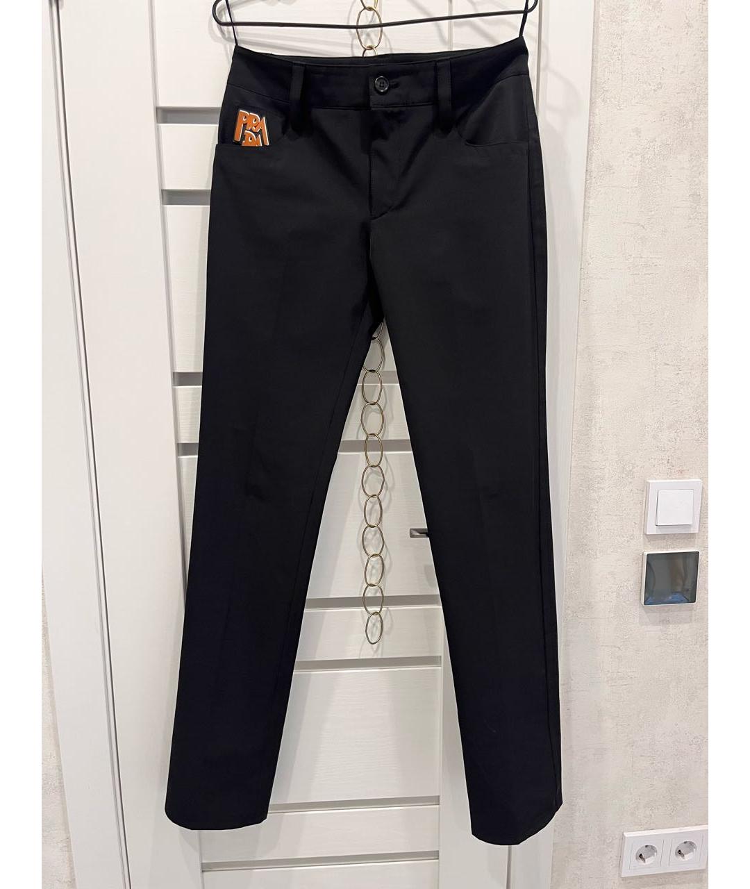 PRADA Черные полиамидовые прямые брюки, фото 5
