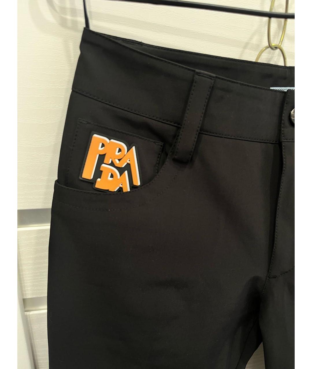 PRADA Черные полиамидовые прямые брюки, фото 3