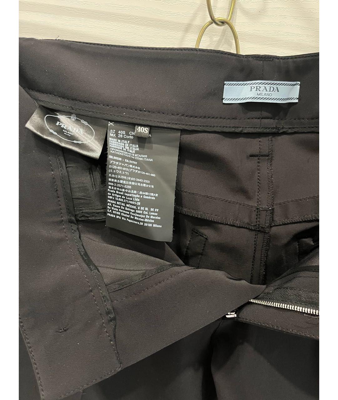 PRADA Черные полиамидовые прямые брюки, фото 4