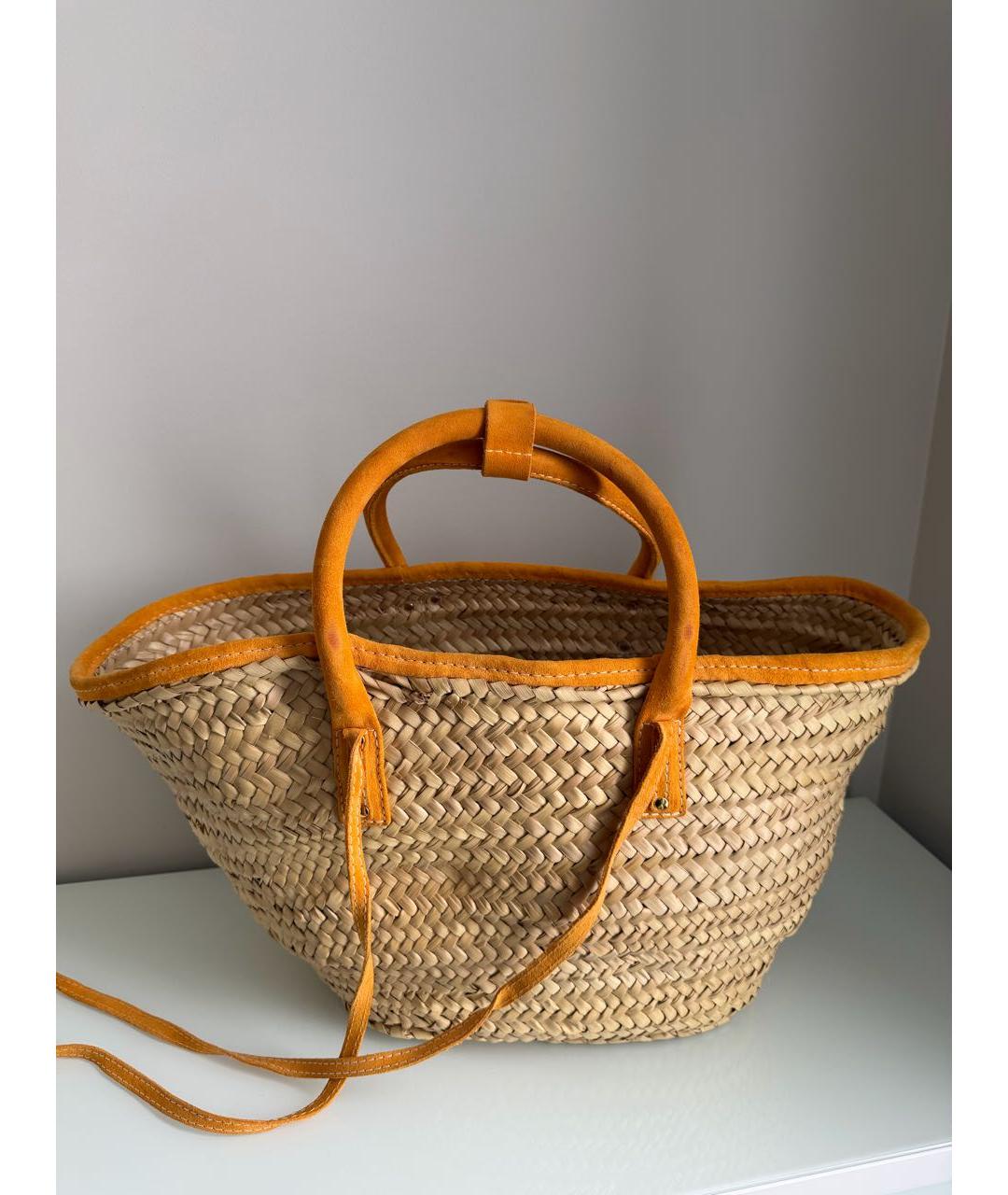 JACQUEMUS Оранжевая пелетеная пляжная сумка, фото 4