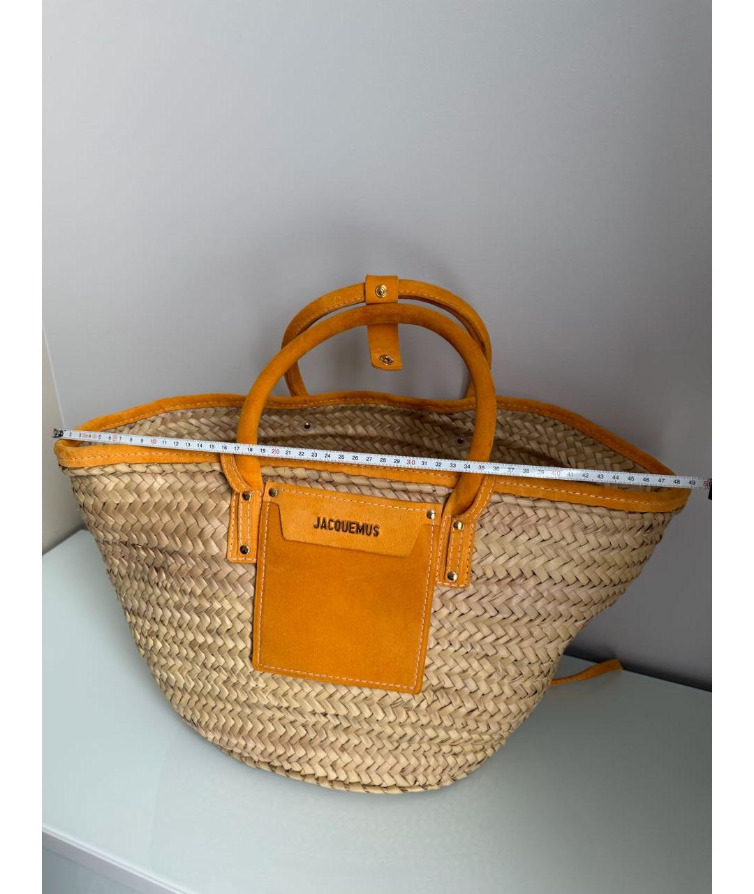 JACQUEMUS Оранжевая пелетеная пляжная сумка, фото 6