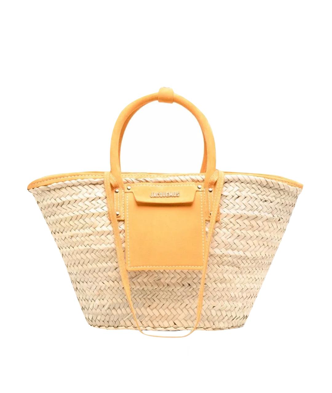 JACQUEMUS Оранжевая пелетеная пляжная сумка, фото 1