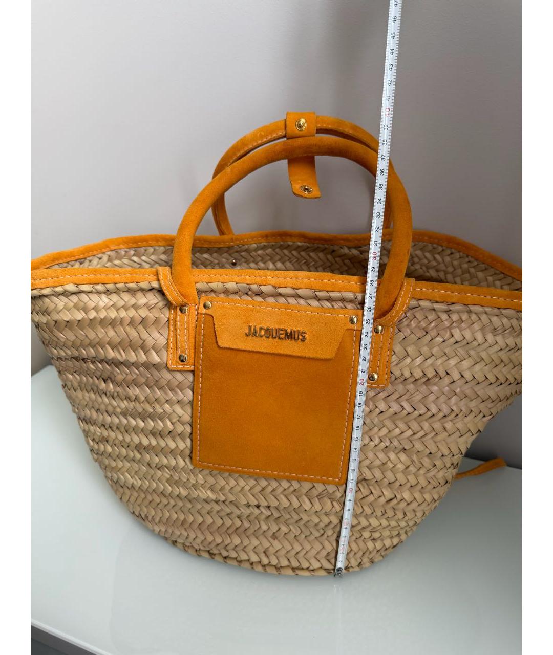 JACQUEMUS Оранжевая пелетеная пляжная сумка, фото 7