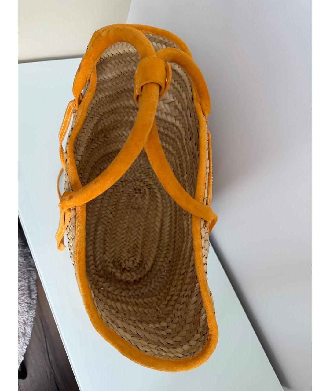 JACQUEMUS Оранжевая пелетеная пляжная сумка, фото 3