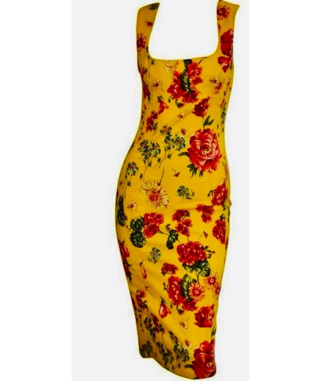 DOLCE&GABBANA Желтое хлопковое вечернее платье, фото 5