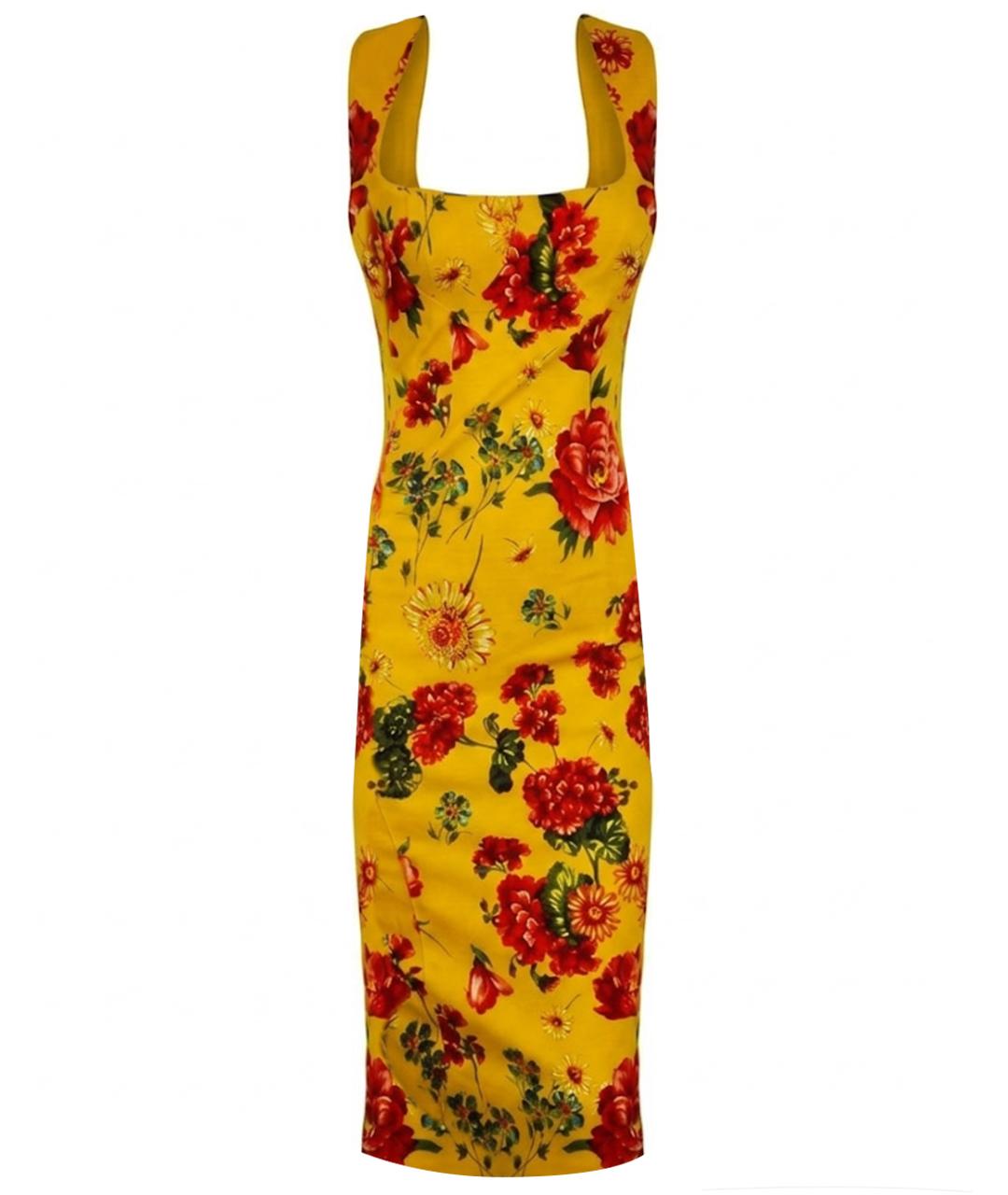 DOLCE&GABBANA Желтое хлопковое вечернее платье, фото 1