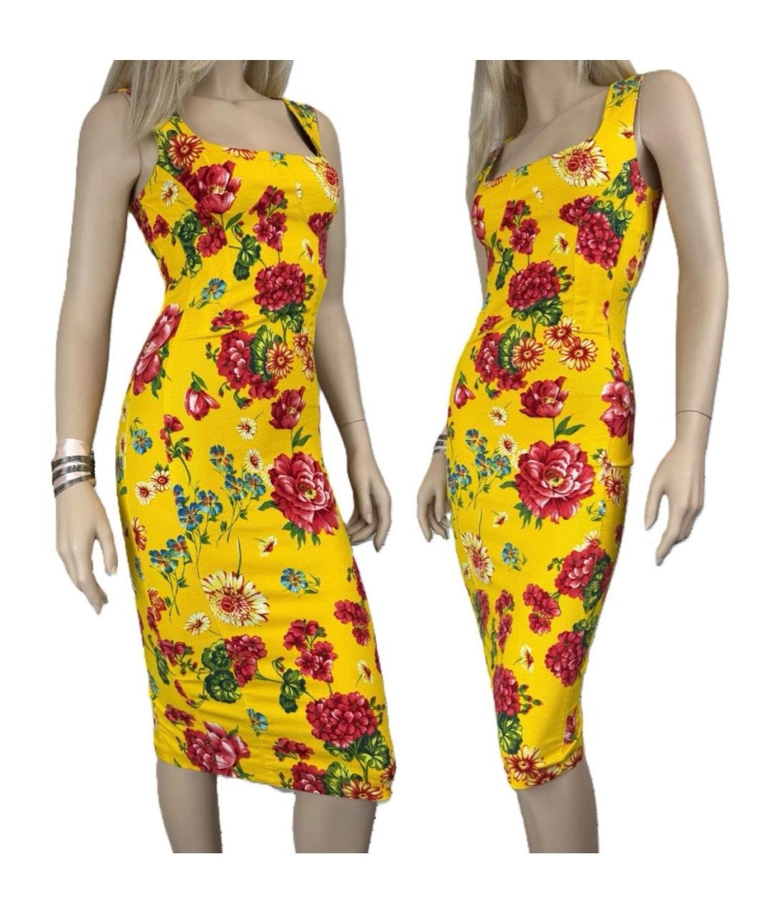 DOLCE&GABBANA Желтое хлопковое вечернее платье, фото 4