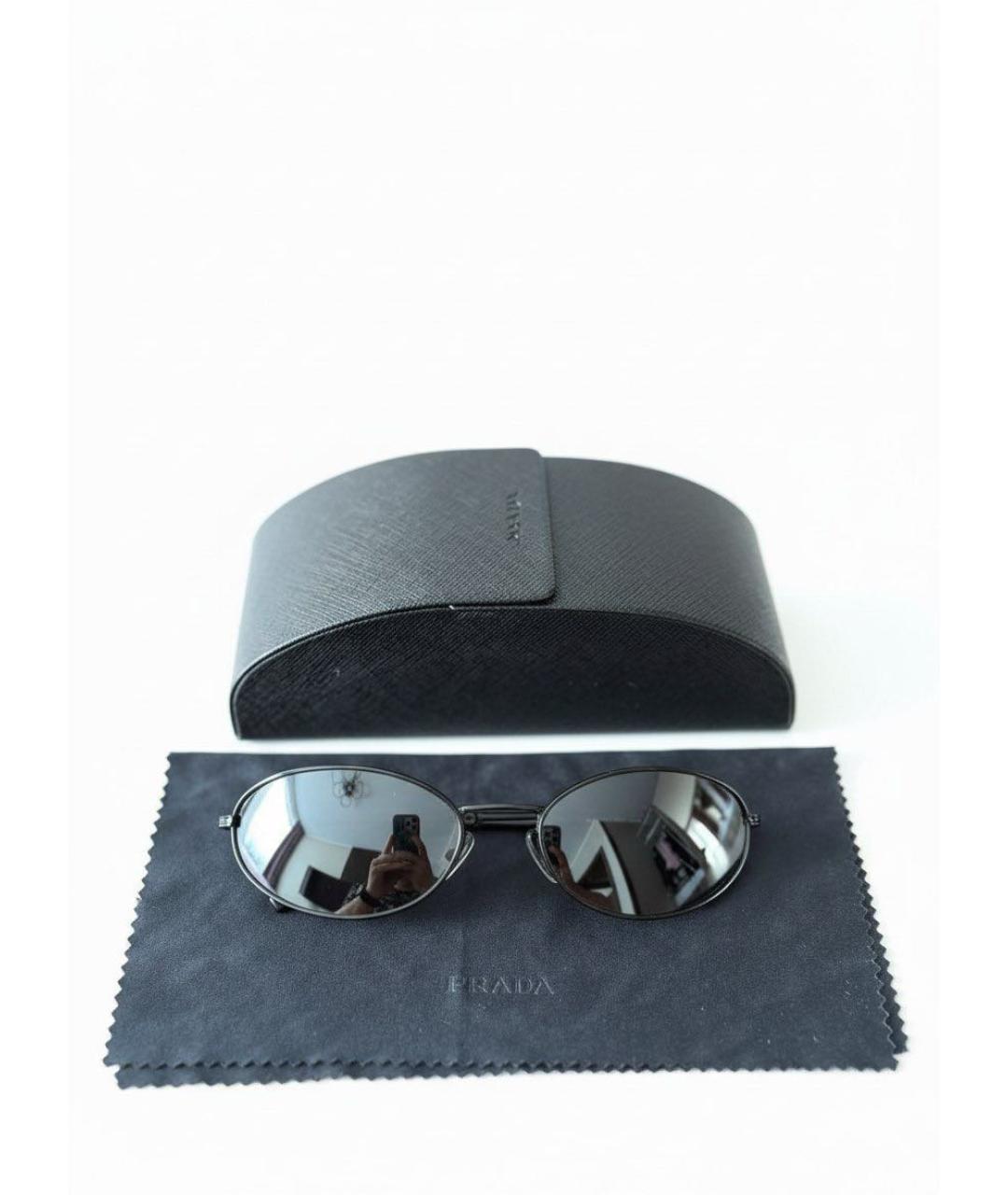 PRADA Черные металлические солнцезащитные очки, фото 2