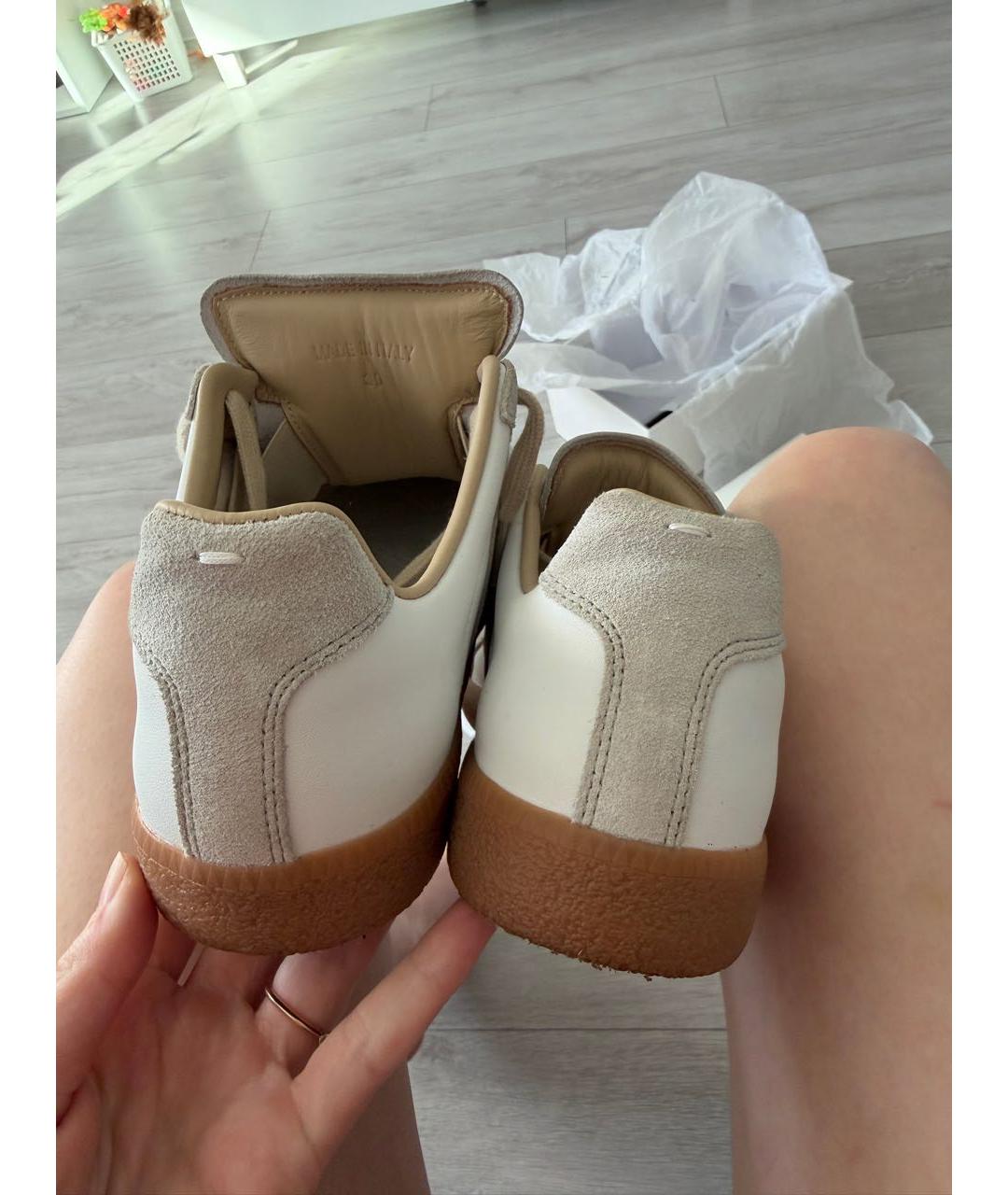 MAISON MARGIELA Бежевые замшевые кроссовки, фото 6