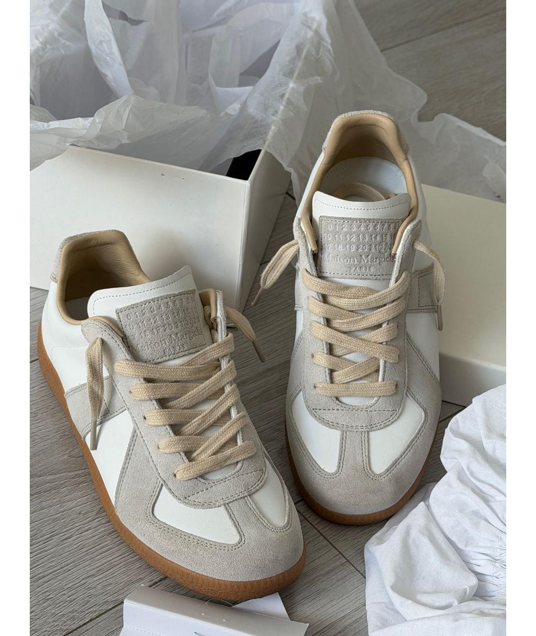 MAISON MARGIELA Бежевые замшевые кроссовки, фото 2