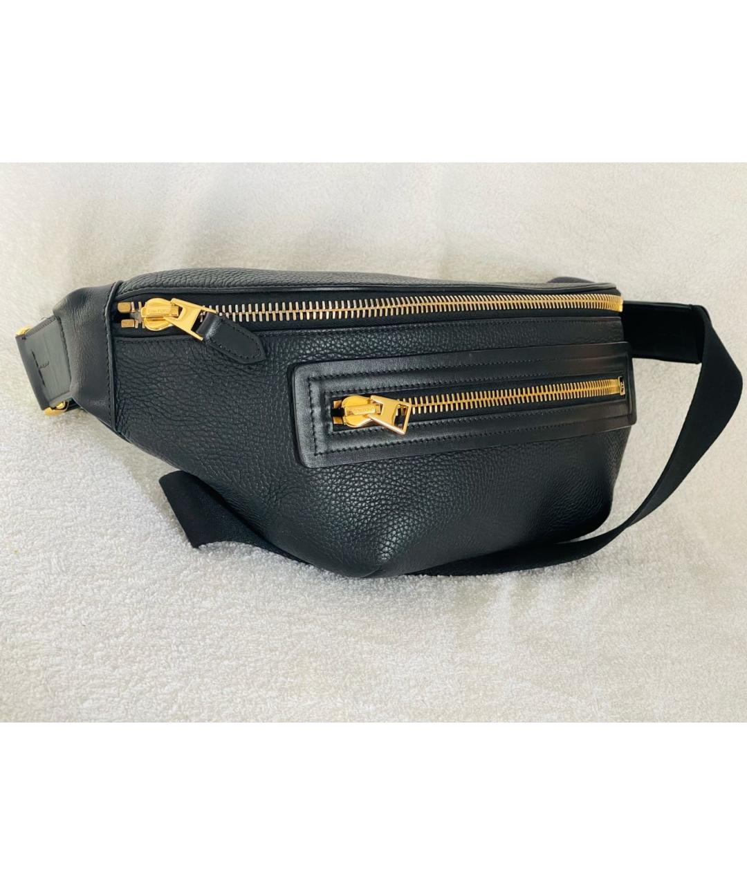 TOM FORD Черная кожаная поясная сумка, фото 2