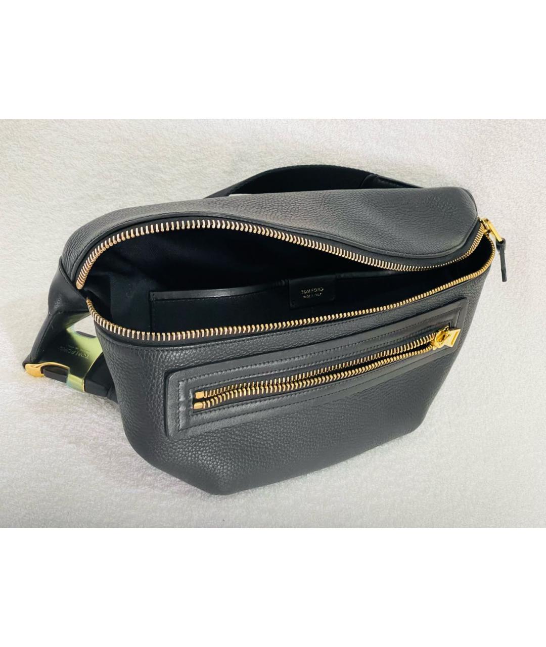 TOM FORD Черная кожаная поясная сумка, фото 4