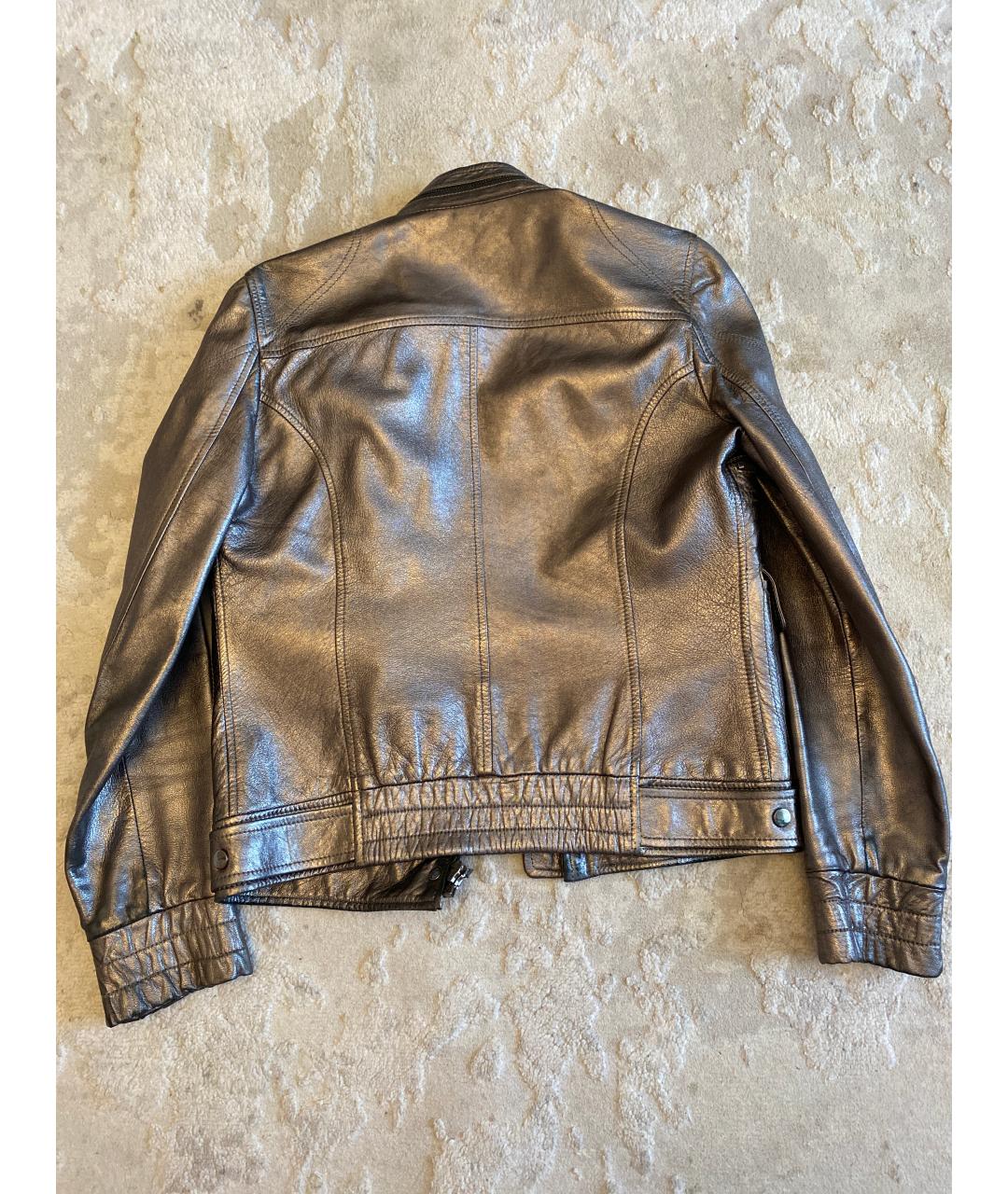 DOLCE&GABBANA Серебряная кожаная куртка, фото 2