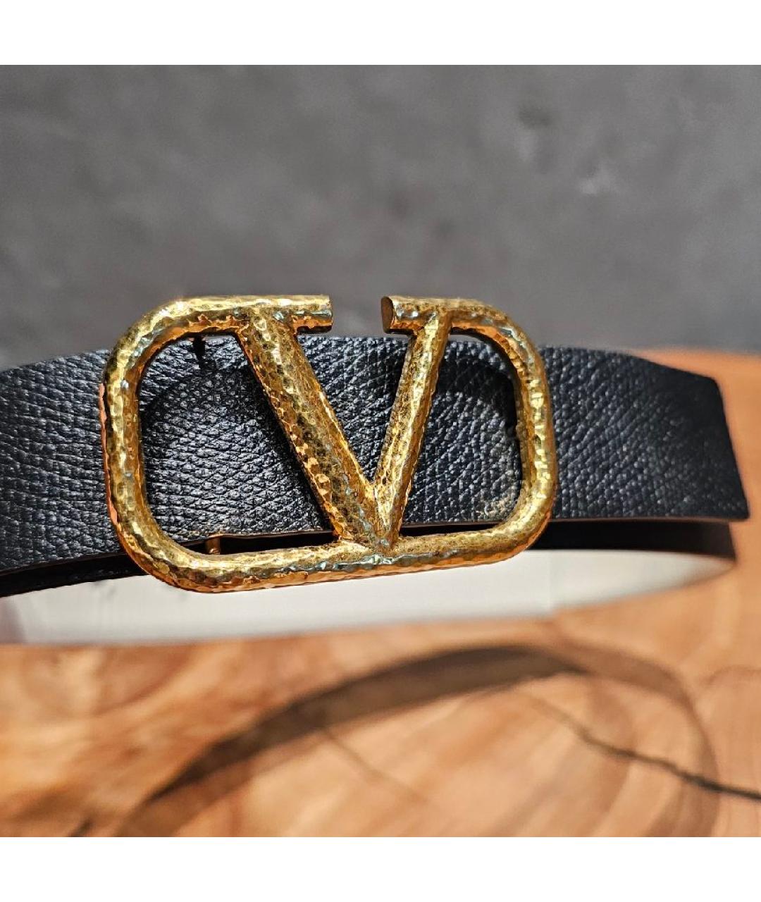 VALENTINO Черный кожаный ремень, фото 3