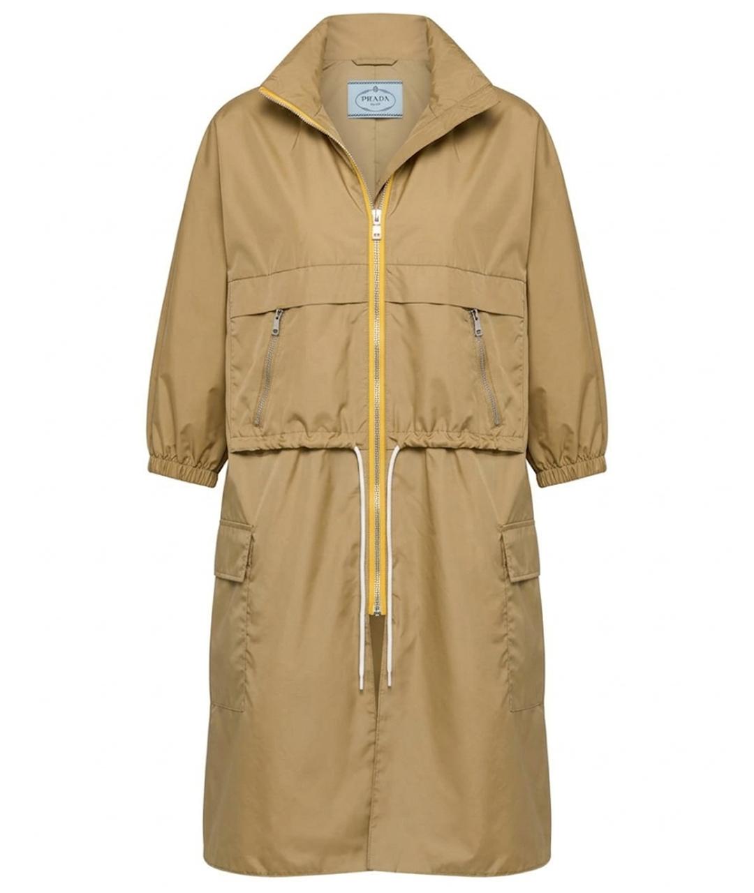 PRADA Горчичный полиамидовый тренч/плащ, фото 1