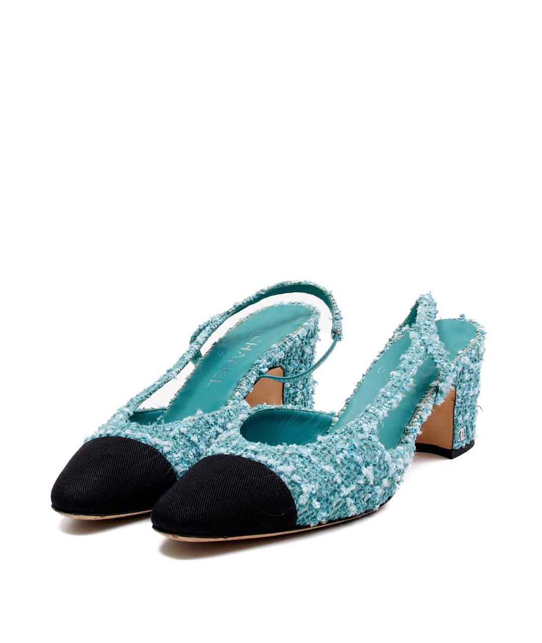 CHANEL Голубые текстильные туфли, фото 2