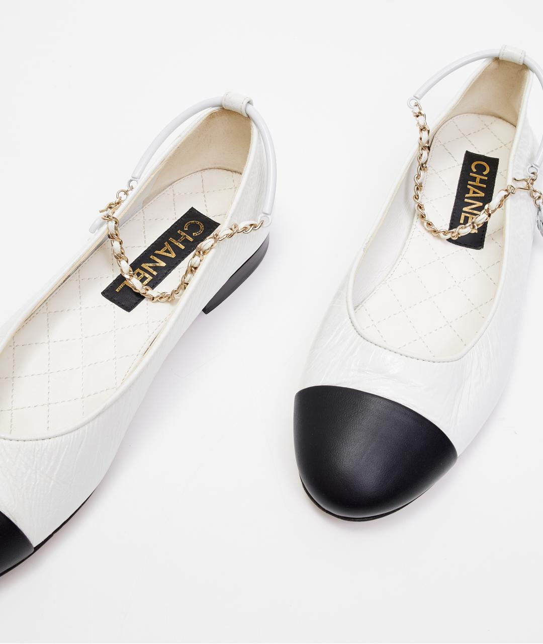 CHANEL Белые кожаные балетки, фото 4