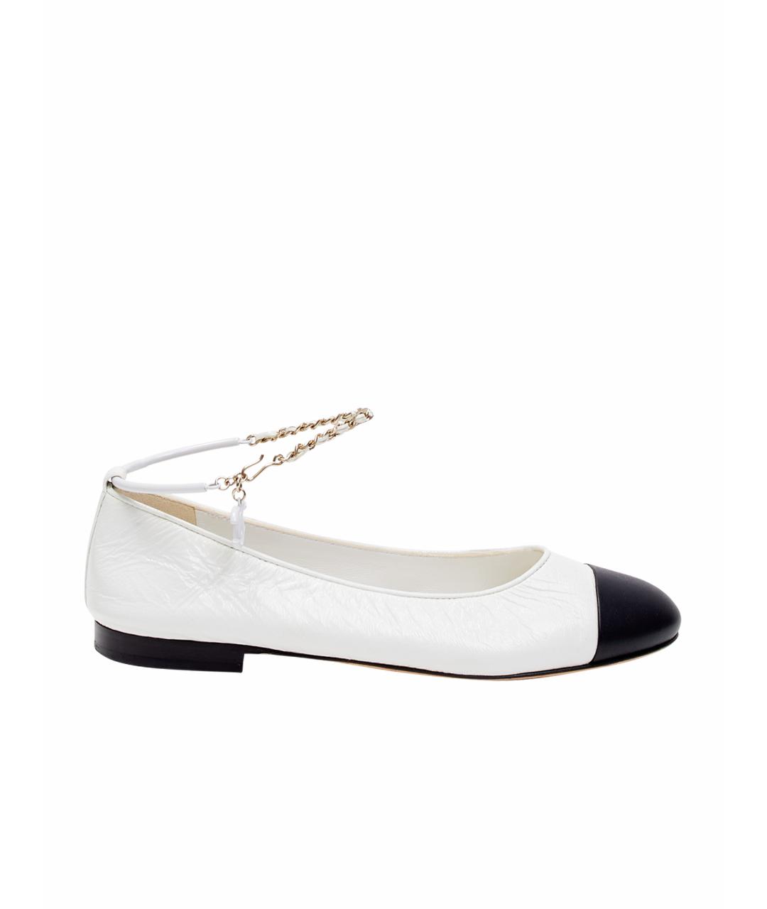 CHANEL Белые кожаные балетки, фото 1
