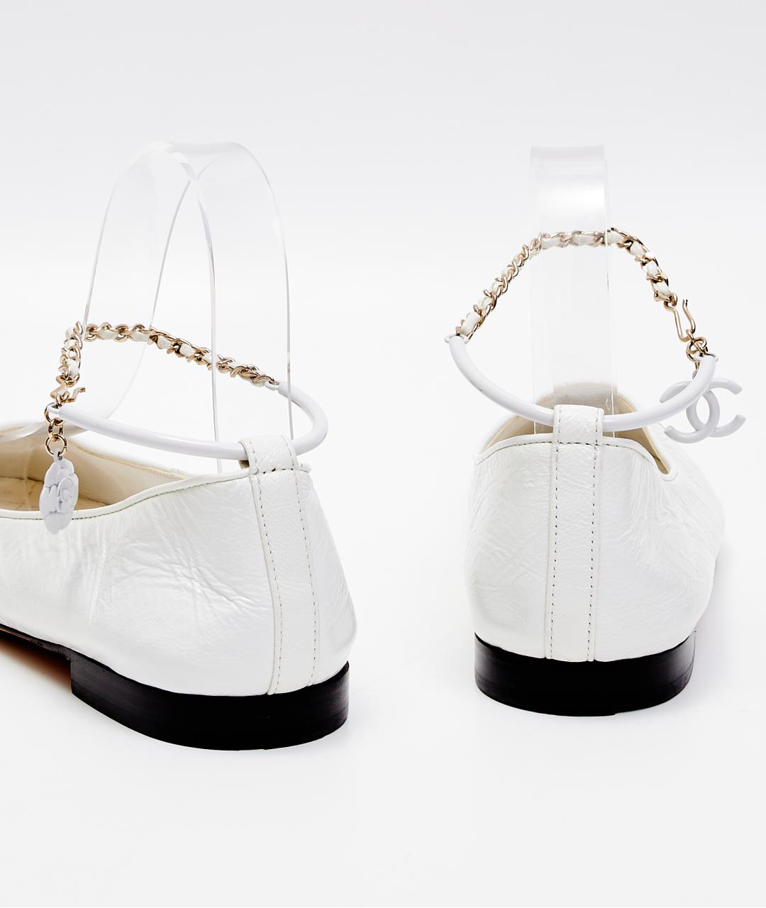 CHANEL Белые кожаные балетки, фото 3