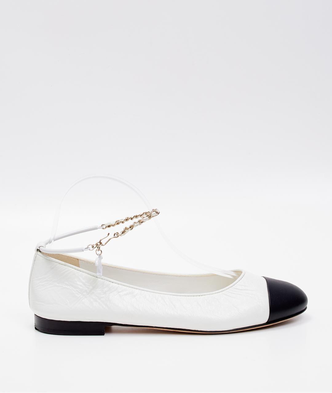 CHANEL Белые кожаные балетки, фото 9