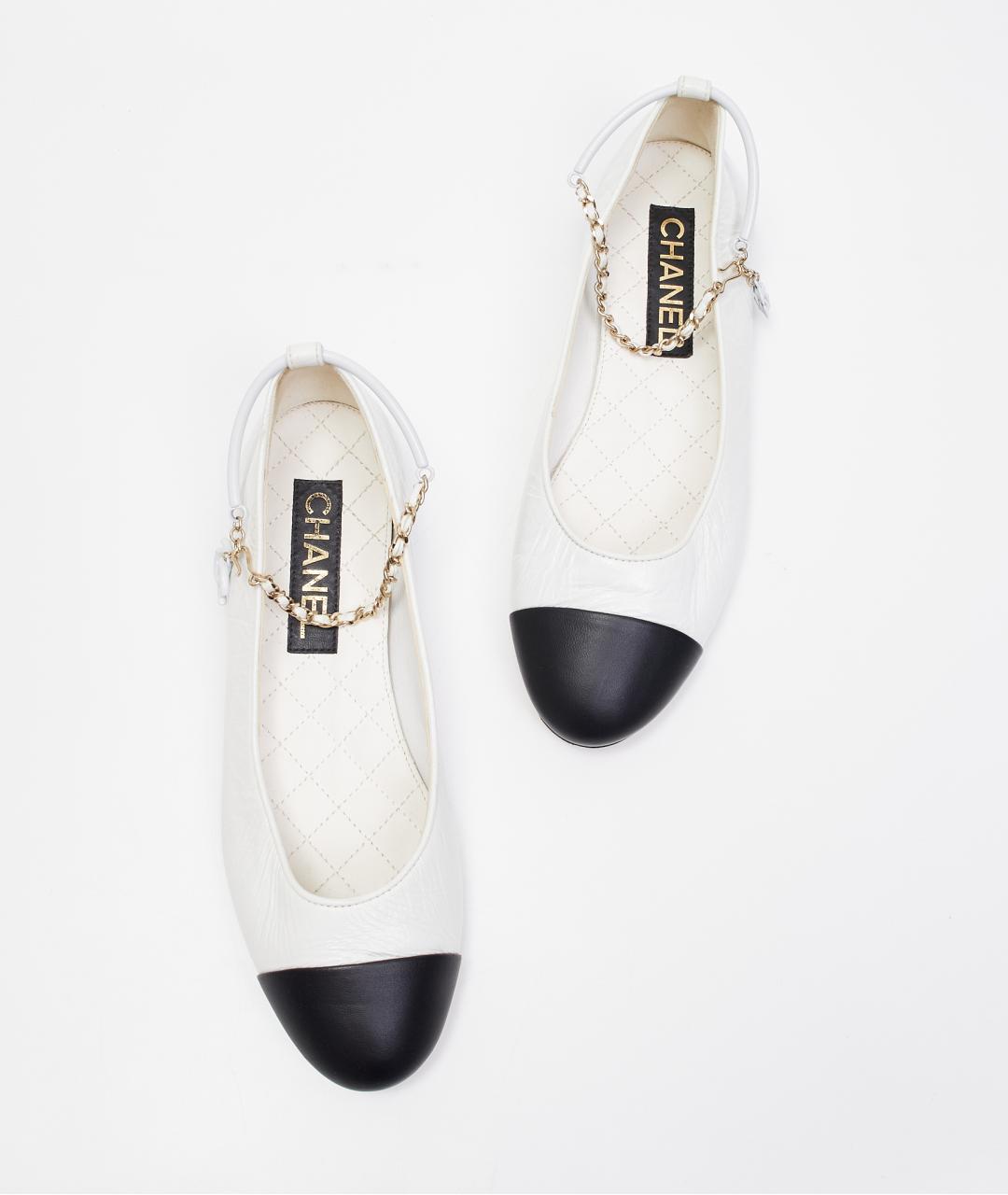CHANEL Белые кожаные балетки, фото 6