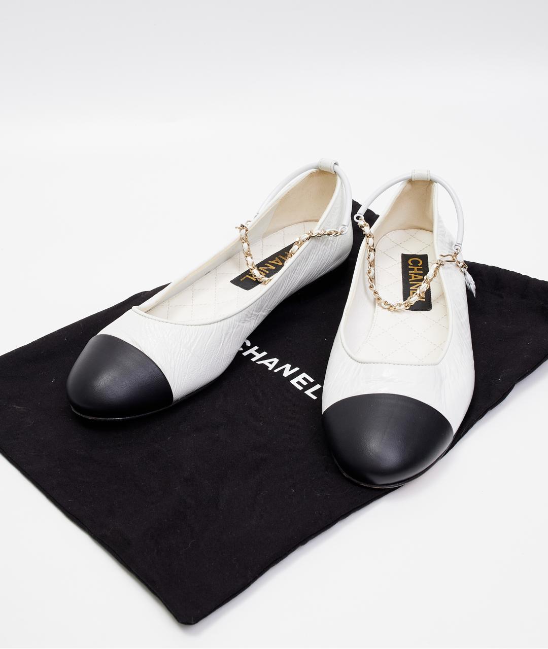 CHANEL Белые кожаные балетки, фото 7