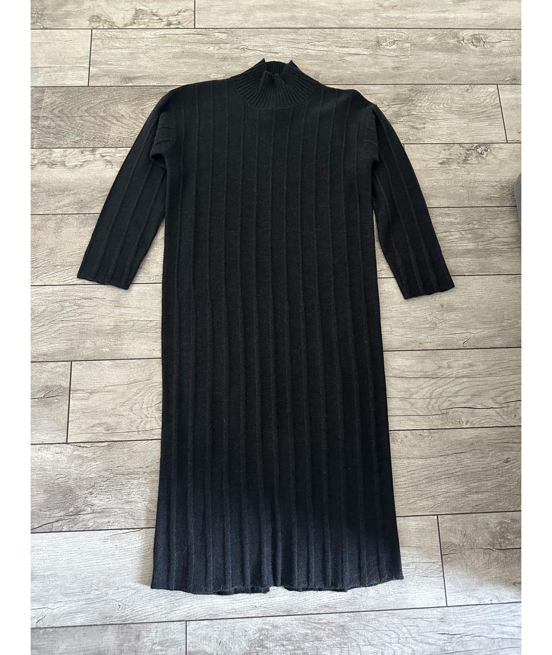 MAX MARA Антрацитовое шерстяное повседневное платье, фото 2