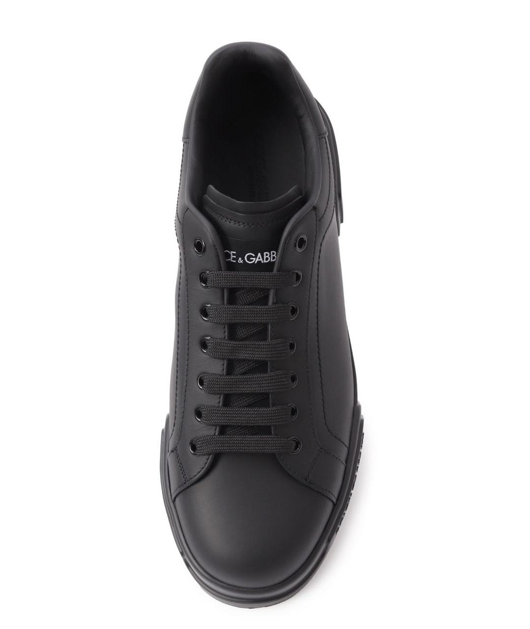 DOLCE&GABBANA Черные кожаные низкие кроссовки / кеды, фото 3