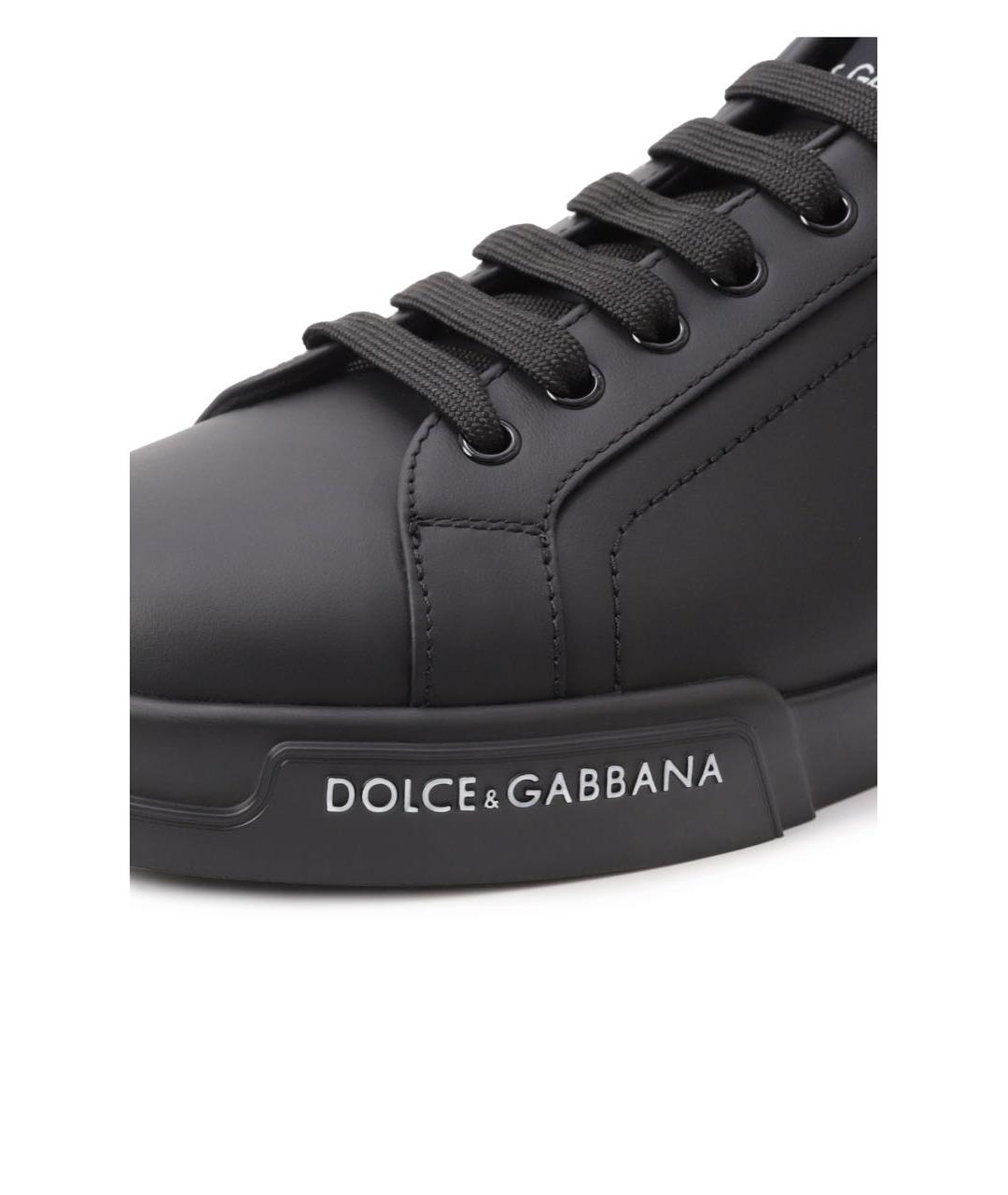 DOLCE&GABBANA Черные кожаные низкие кроссовки / кеды, фото 4