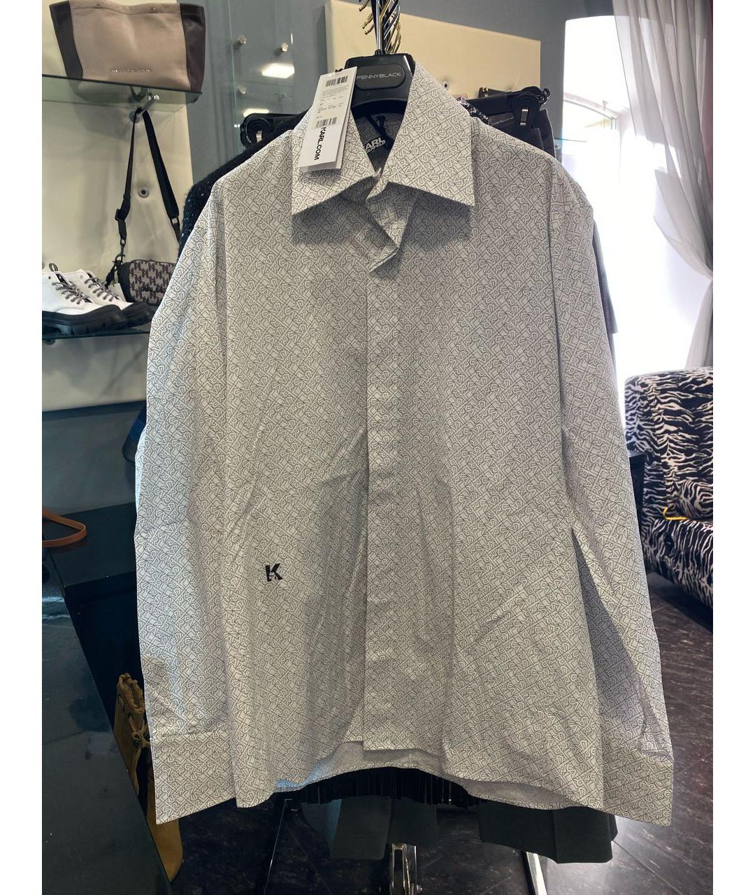 KARL LAGERFELD Серая хлопковая кэжуал рубашка, фото 6