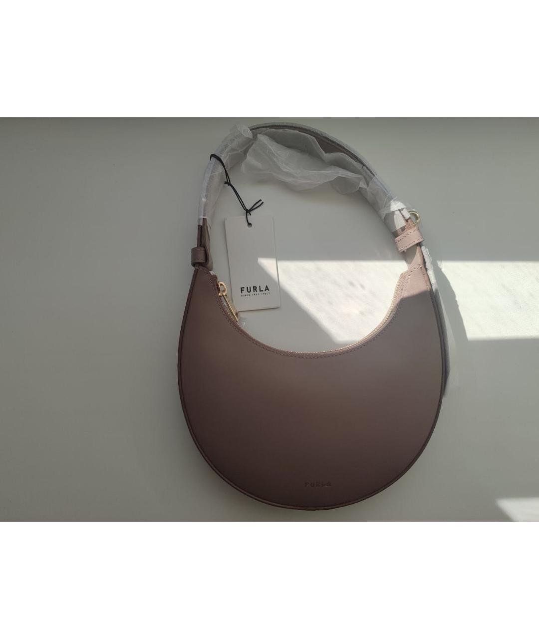 FURLA Бежевая кожаная сумка с короткими ручками, фото 3