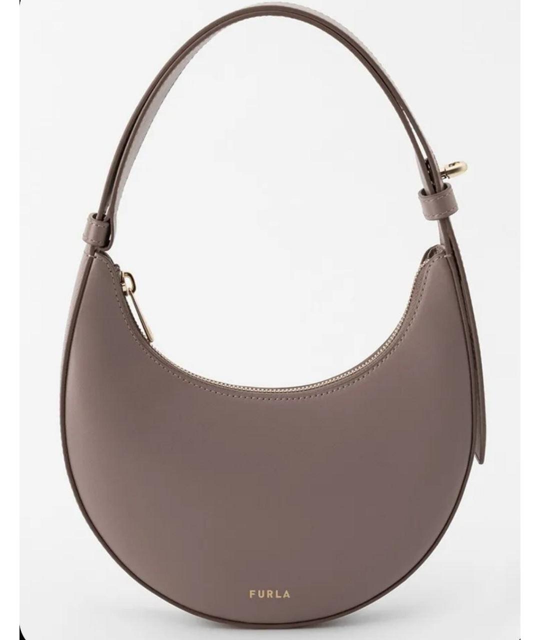 FURLA Бежевая кожаная сумка с короткими ручками, фото 5