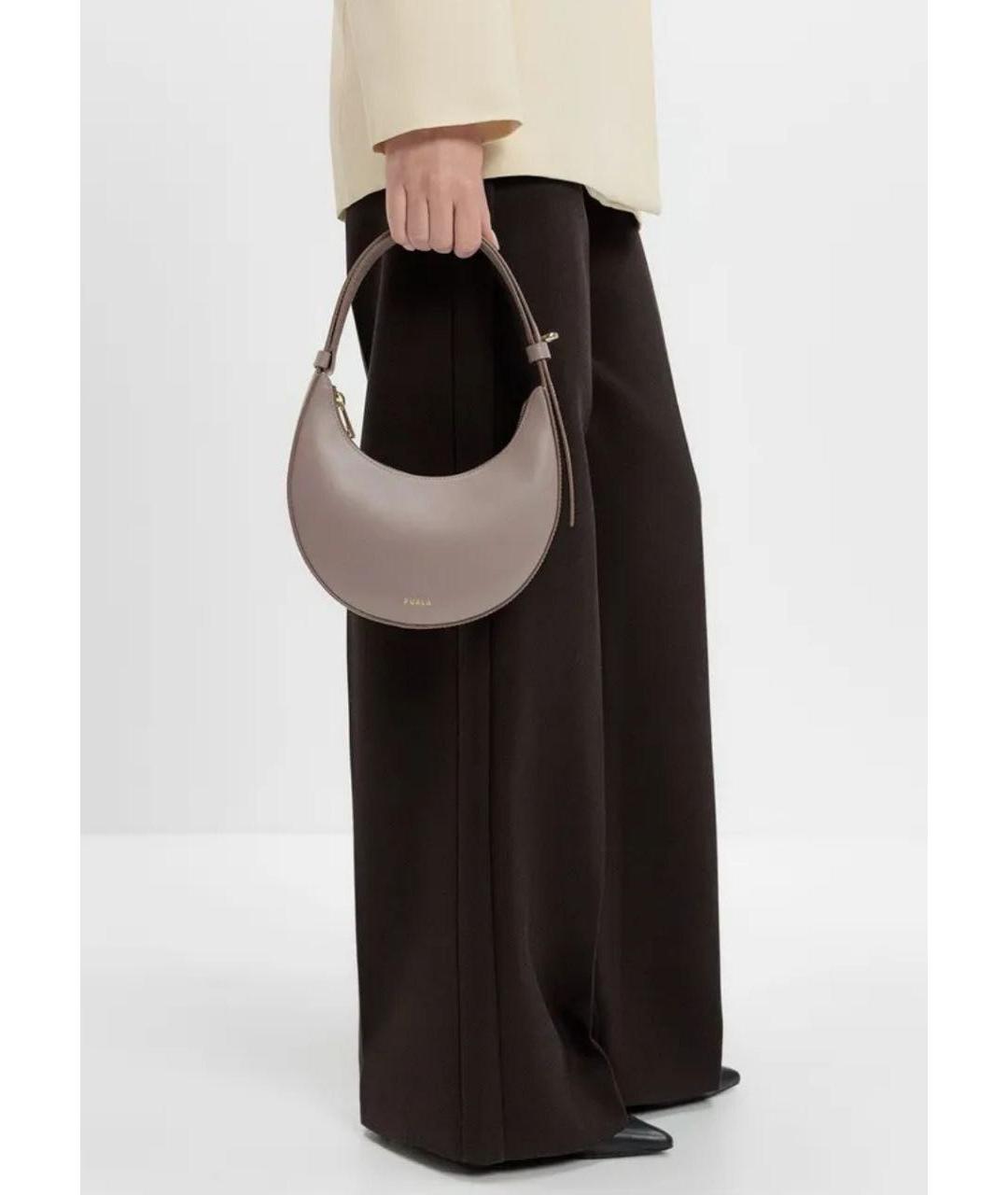 FURLA Бежевая кожаная сумка с короткими ручками, фото 2