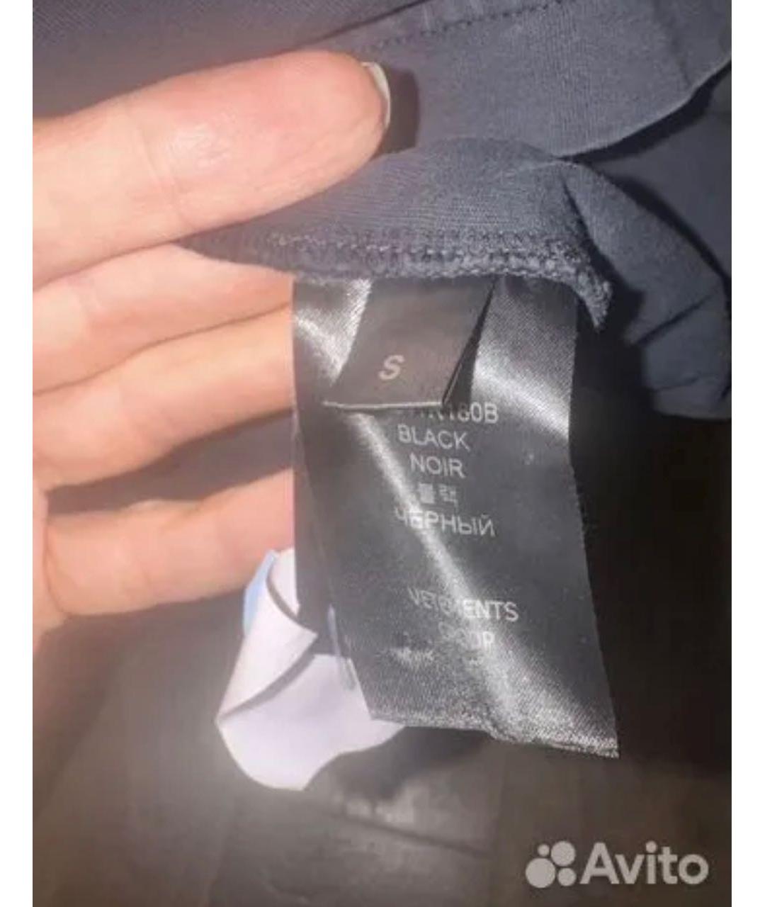 VETEMENTS Черная хлопковая футболка, фото 2